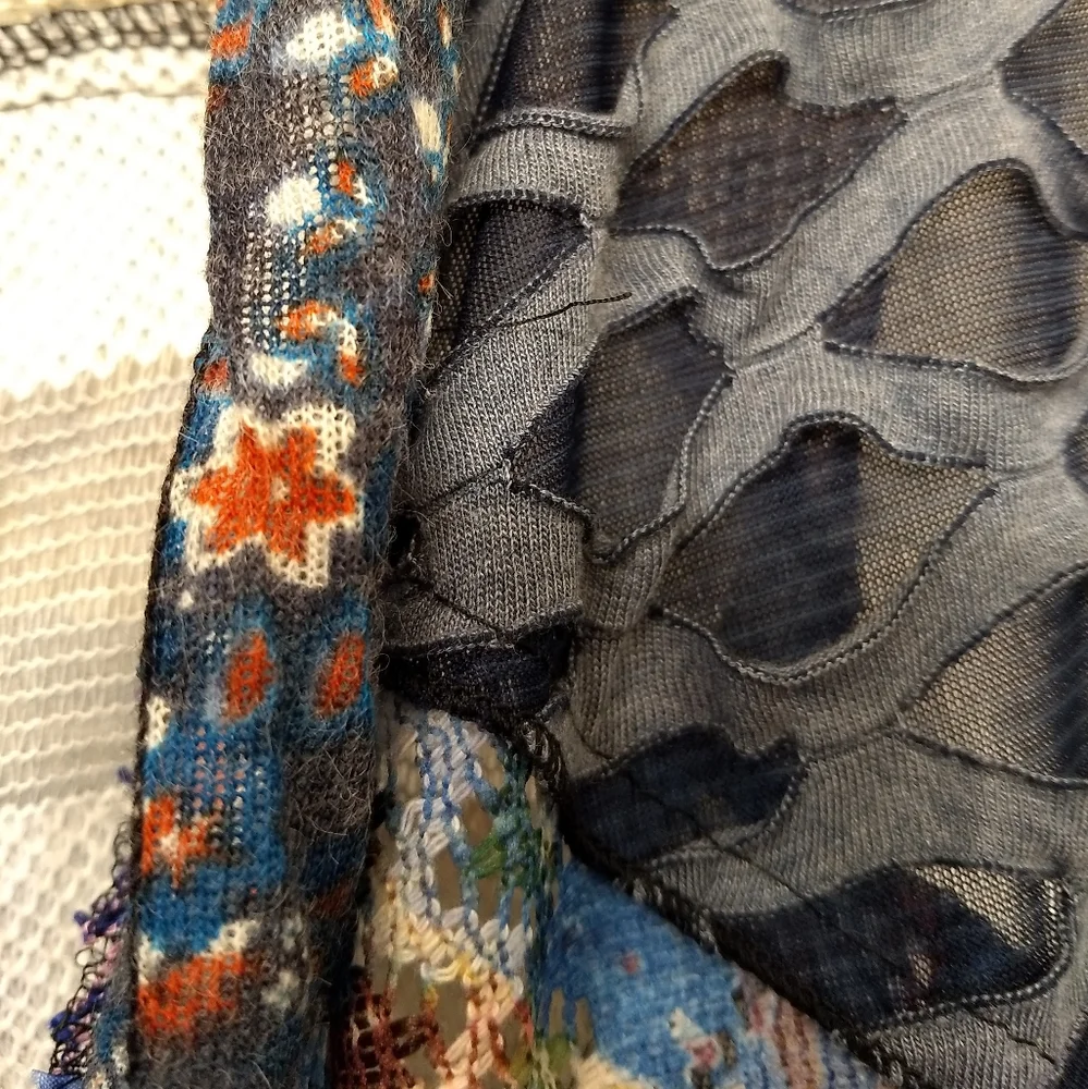 Soft Surroundings Boho Vest in multi color blues and tans - Picture 4 of 7